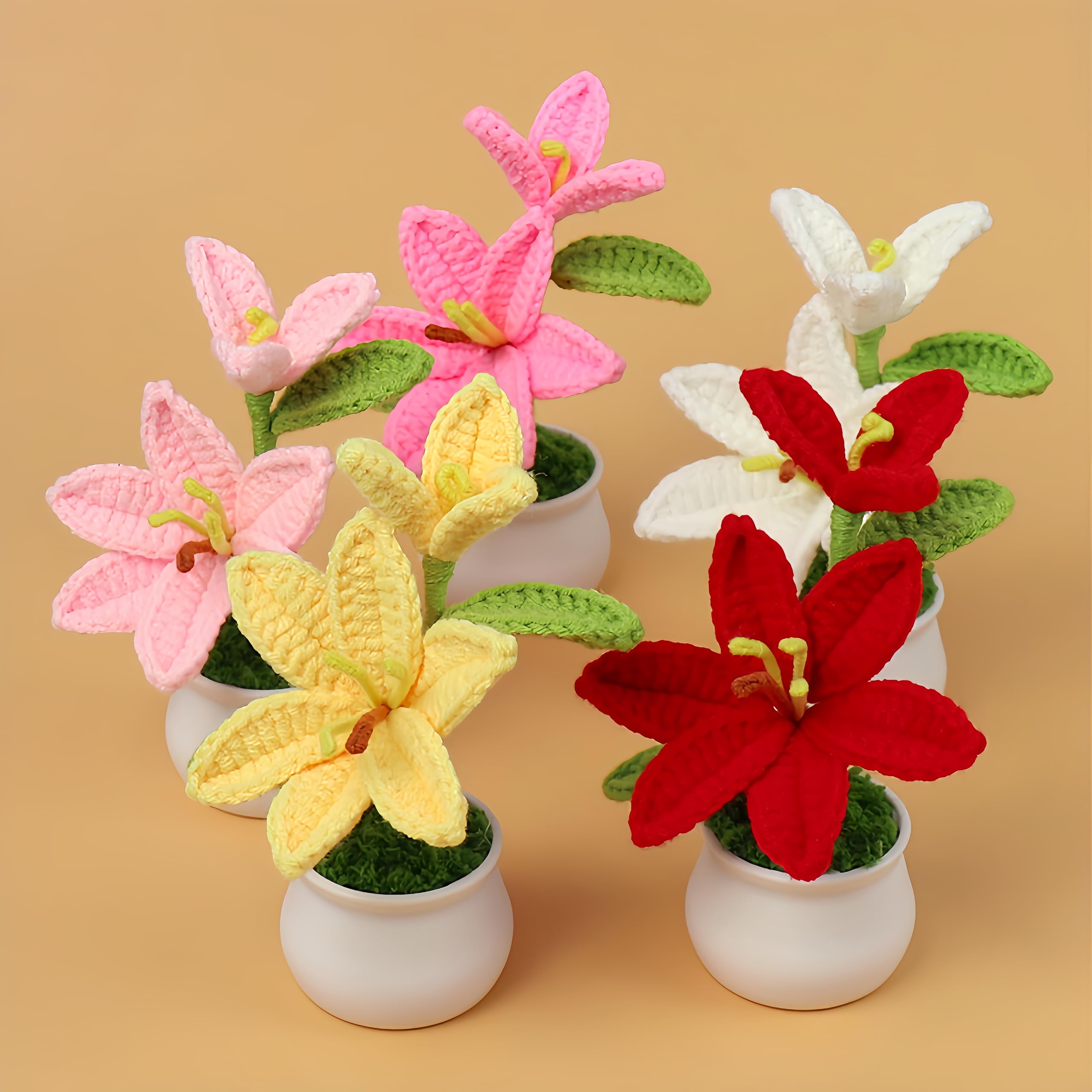 Amazon.com: zbstream Crochet Lily Flowers, 2pcs Handmade Knitted